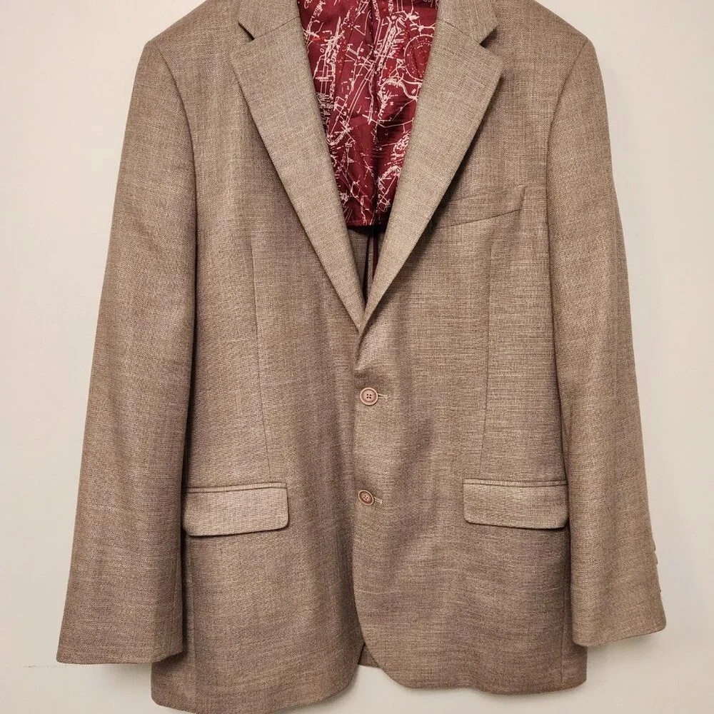 Mens Nautica Suit‎ Jacket Blazer Beach Sand Tan 2 Button 42L Single Breasted
